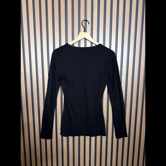 James Perse T Shirt 2 / Medium Womens Black Long Sleeve Casual Tee Crewneck - Picture 2 of 8